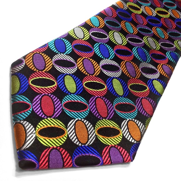 New Black Multi-color Lawrence Ivey 100% Silk Tie Duchamp Tie - Picture 2 of 4